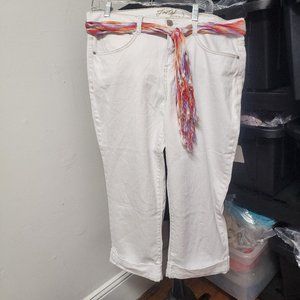 Foster jeans White denim capri jeans 16 sash 5 pocket NWOT